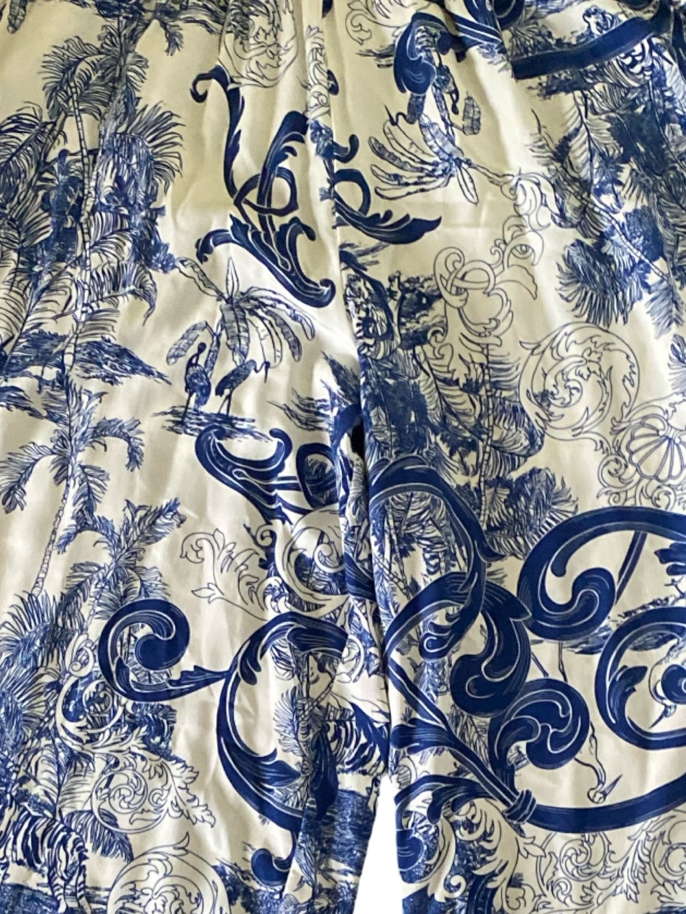 Scandal Italy Blue and White Wide Leg Printed Palazzo Pants-S viscose - Picture 3 of 5